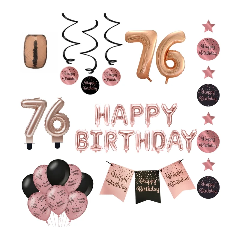 76 jaar Verjaardag Versiering Pakket Rose Gold
