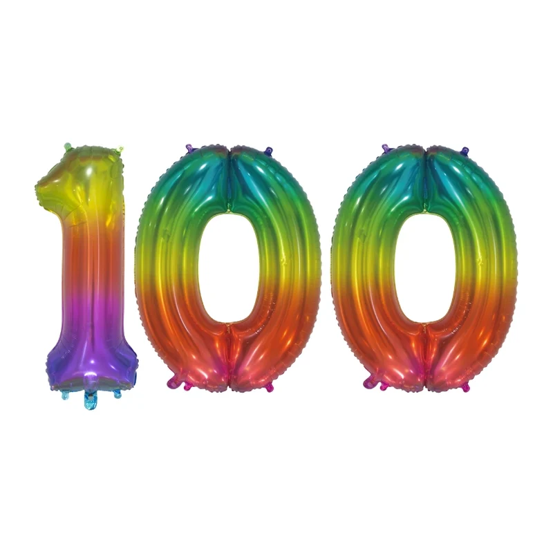 Folieballon 100 jaar Regenboog 76cm