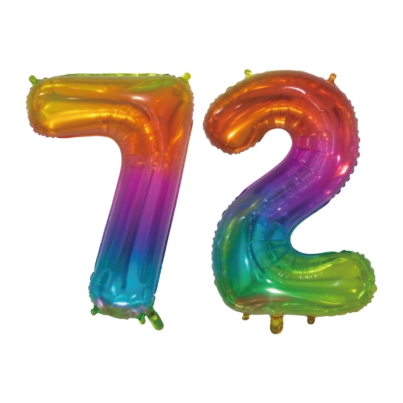 Folieballon 72 jaar Regenboog 76cm
