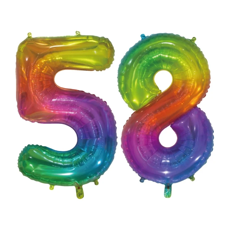 Folieballon 58 jaar Regenboog 76cm