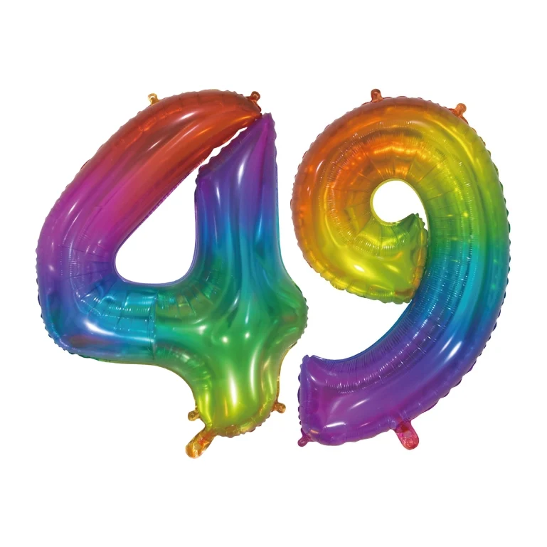 Folieballon 49 jaar Regenboog 76cm