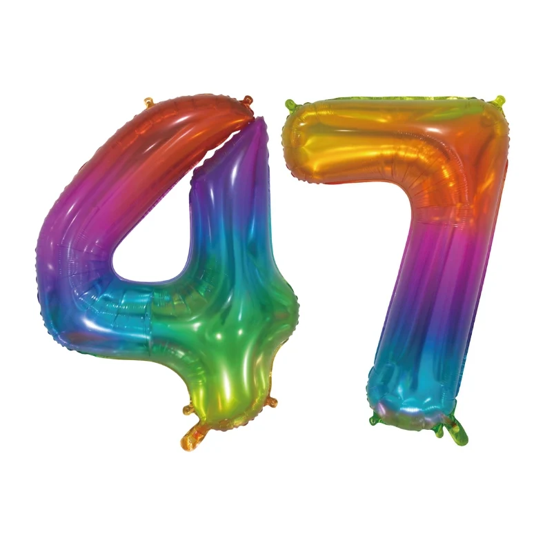 Folieballon 47 jaar Regenboog 76cm