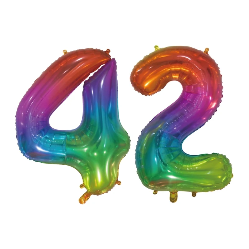 Folieballon 42 jaar Regenboog 76cm