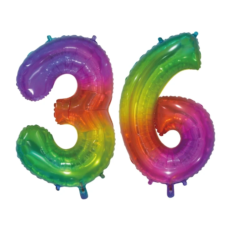 Folieballon 36 jaar Regenboog 76cm