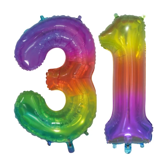 Folieballon 31 jaar Regenboog 76cm