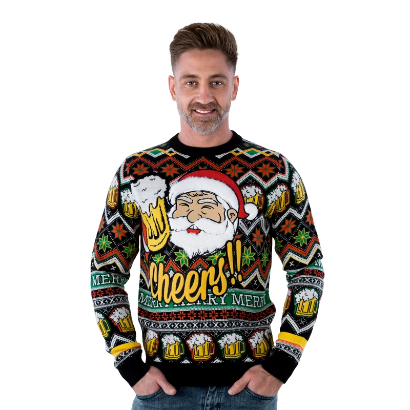 Kersttrui Santa Cheers fluffy beard