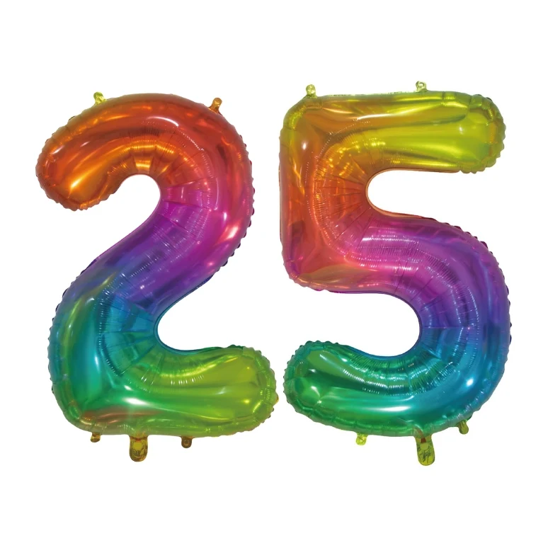 Folieballon 25 jaar Regenboog 76cm