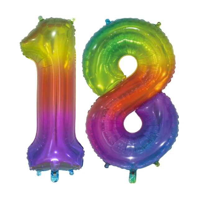 Folieballon 18 jaar Regenboog 76cm