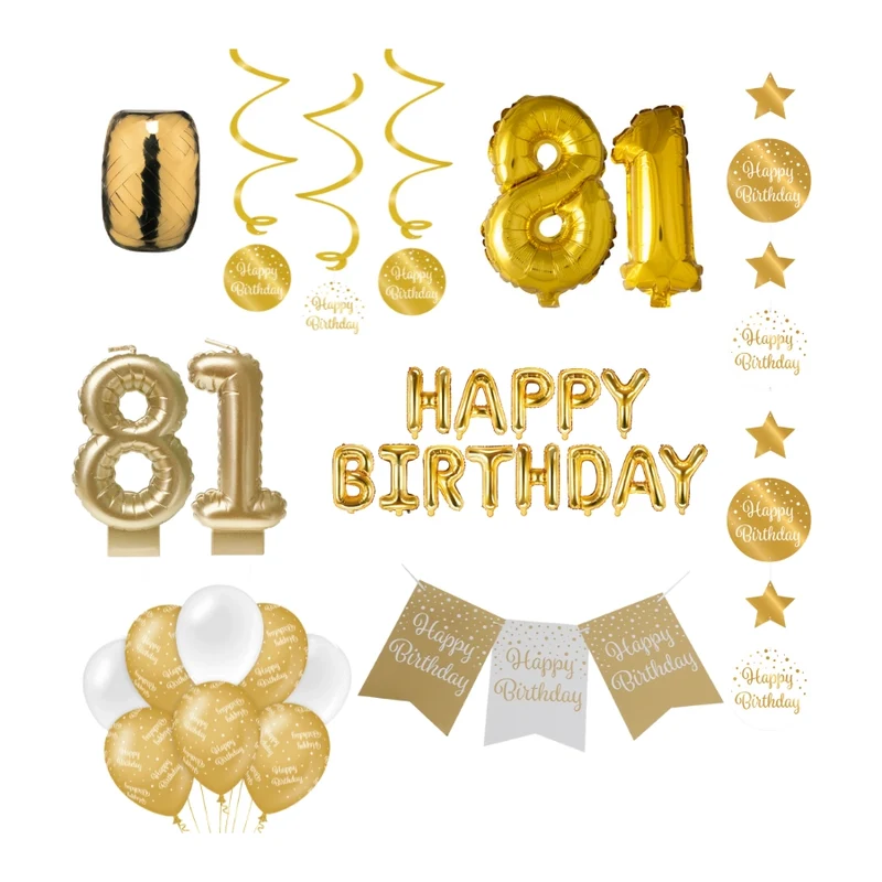 81 jaar Verjaardag Versiering Pakket Gold