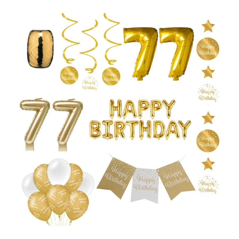 77 jaar Verjaardag Versiering Pakket Gold