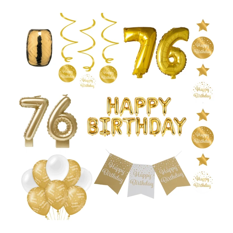 76 jaar Verjaardag Versiering Pakket Gold
