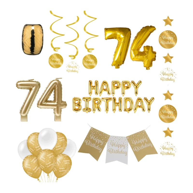 74 jaar Verjaardag Versiering Pakket Gold