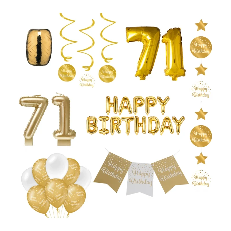 71 jaar Verjaardag Versiering Pakket Gold