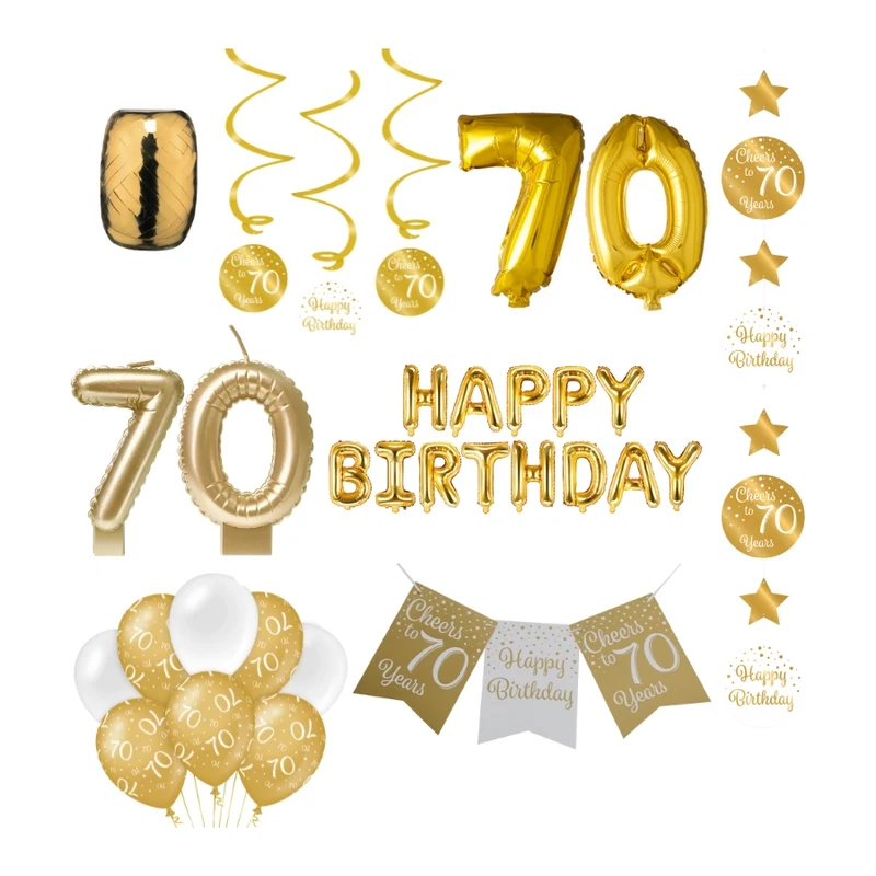 70 jaar Verjaardag Versiering Pakket Gold