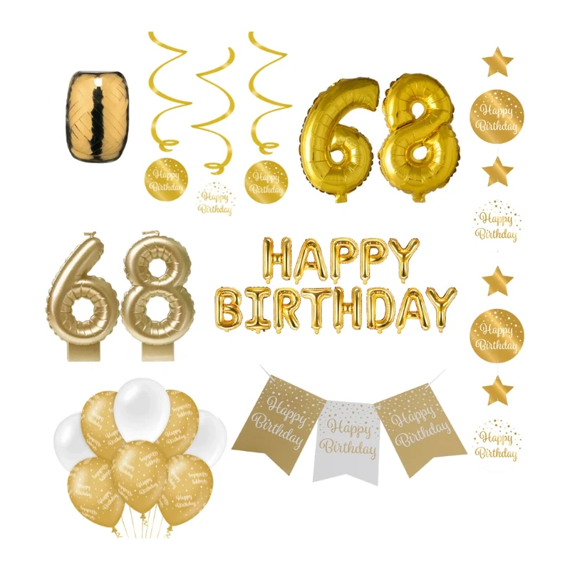 68 jaar Verjaardag Versiering Pakket Gold