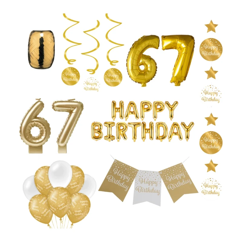 67 jaar Verjaardag Versiering Pakket Gold
