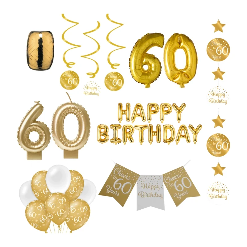 60 jaar Verjaardag Versiering Pakket Gold
