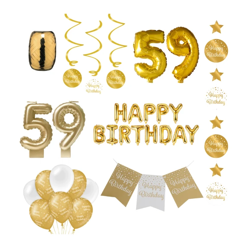 59 jaar Verjaardag Versiering Pakket Gold