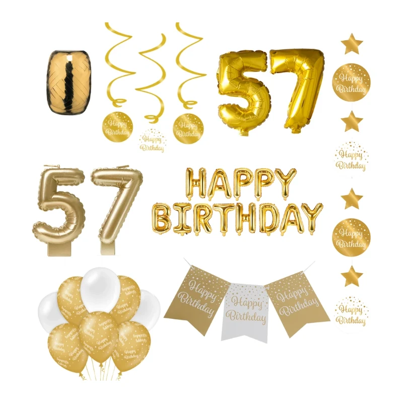 57 jaar Verjaardag Versiering Pakket Gold