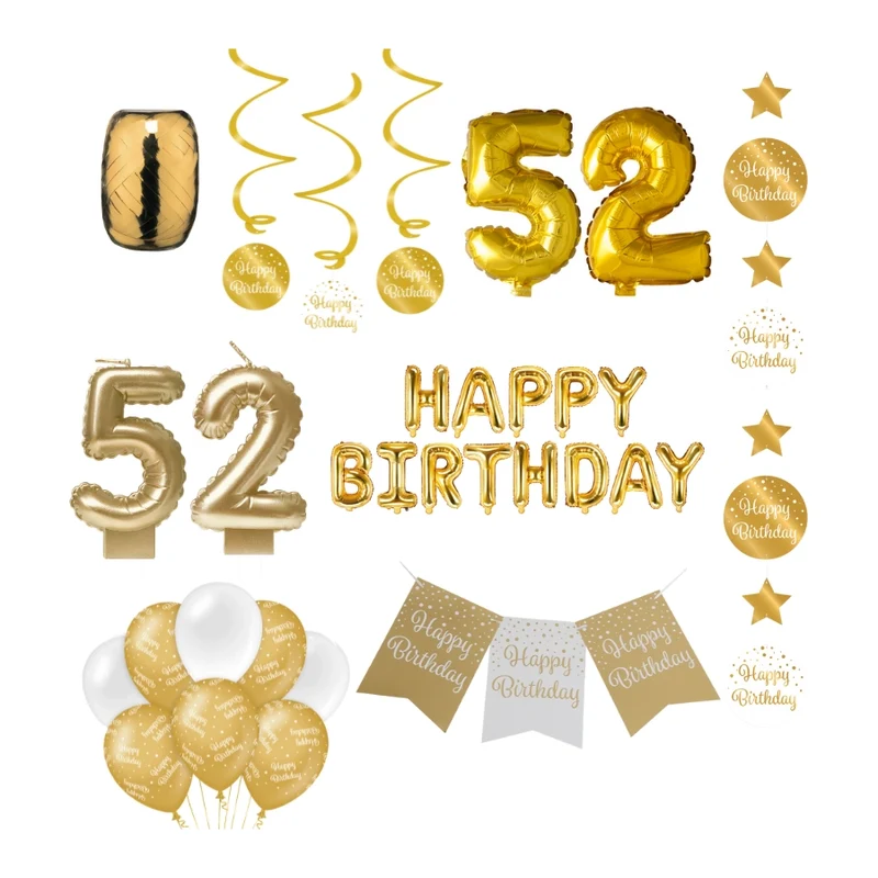 52 jaar Verjaardag Versiering Pakket Gold