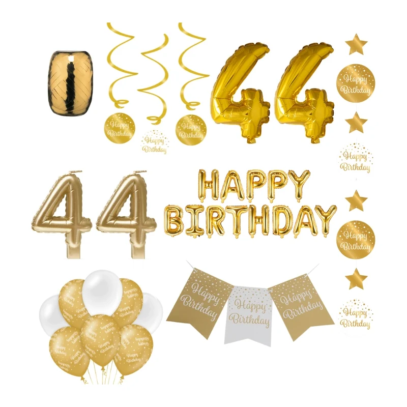44 jaar Verjaardag Versiering Pakket Gold