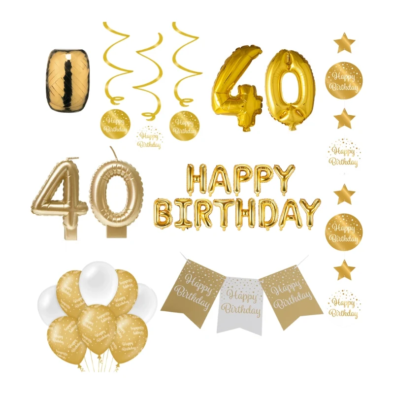 40 jaar Verjaardag Versiering Pakket Gold