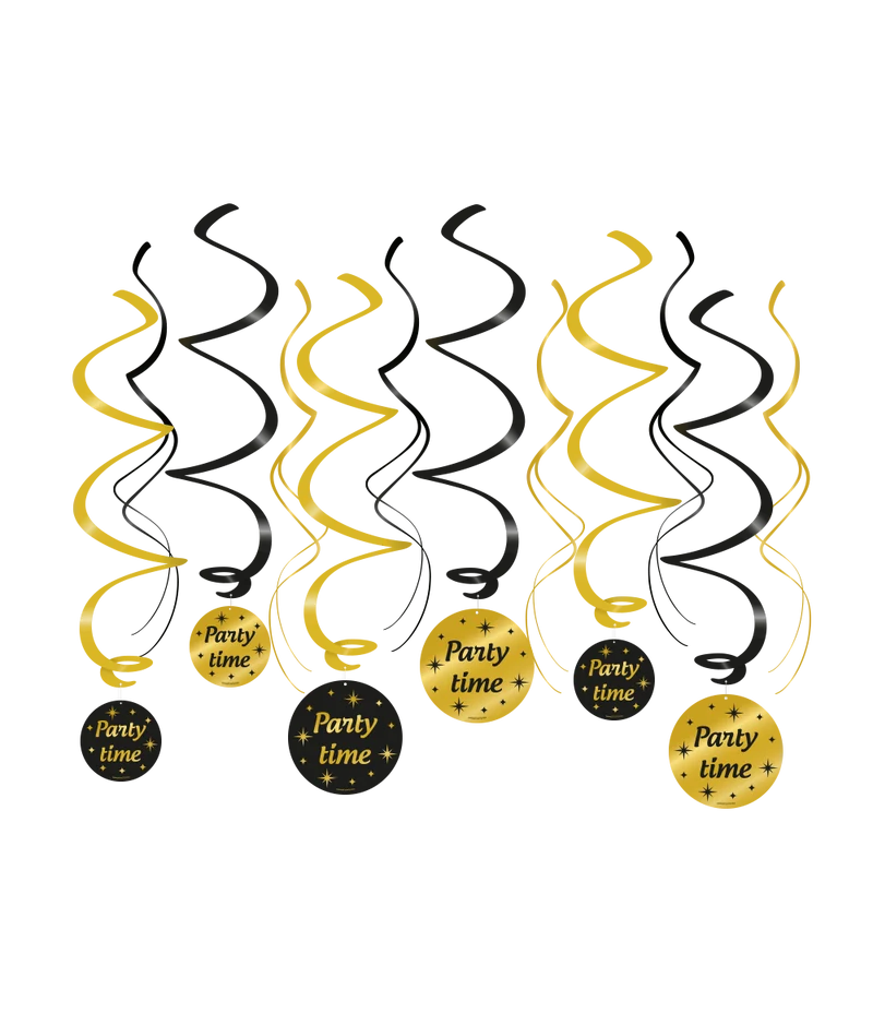 Swirls zwart/goud Party time