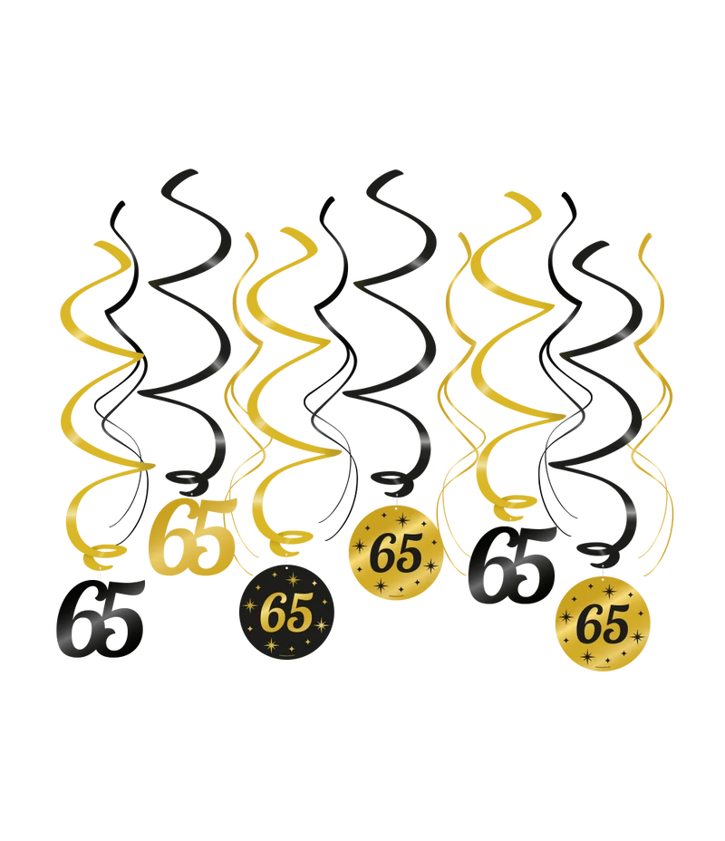 Swirls zwart/goud 65 jaar