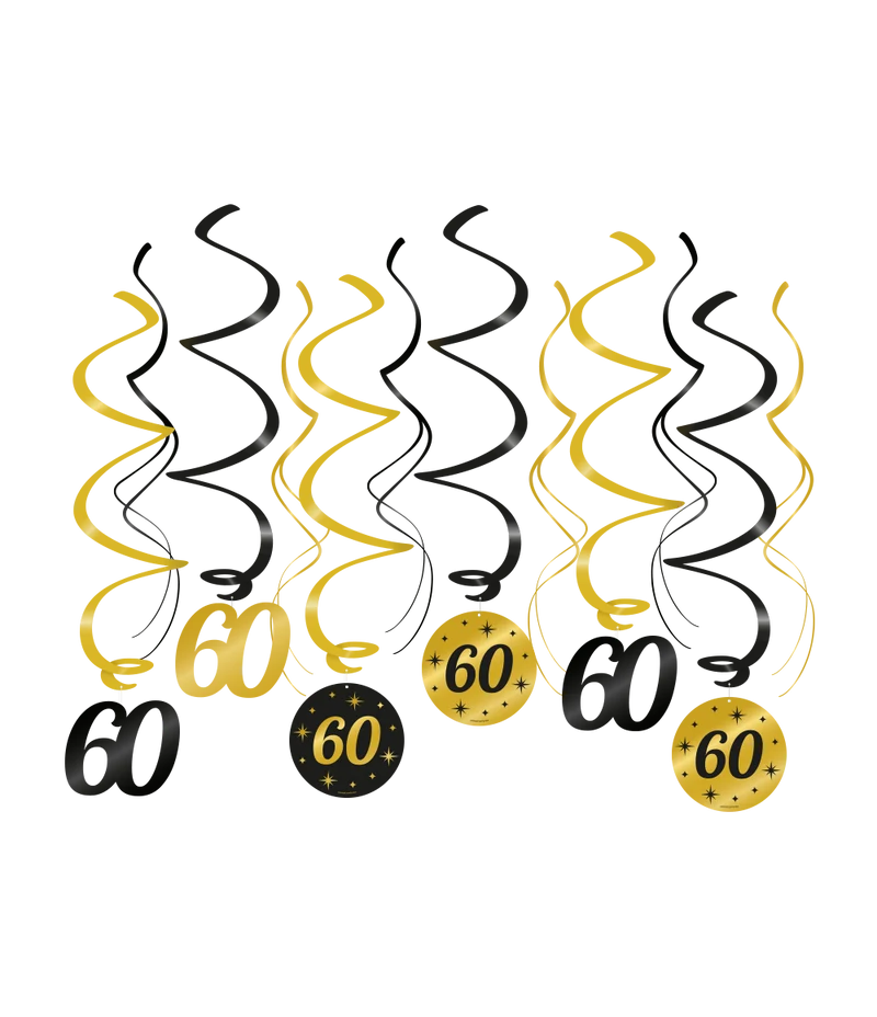 Swirls zwart/goud 60 jaar