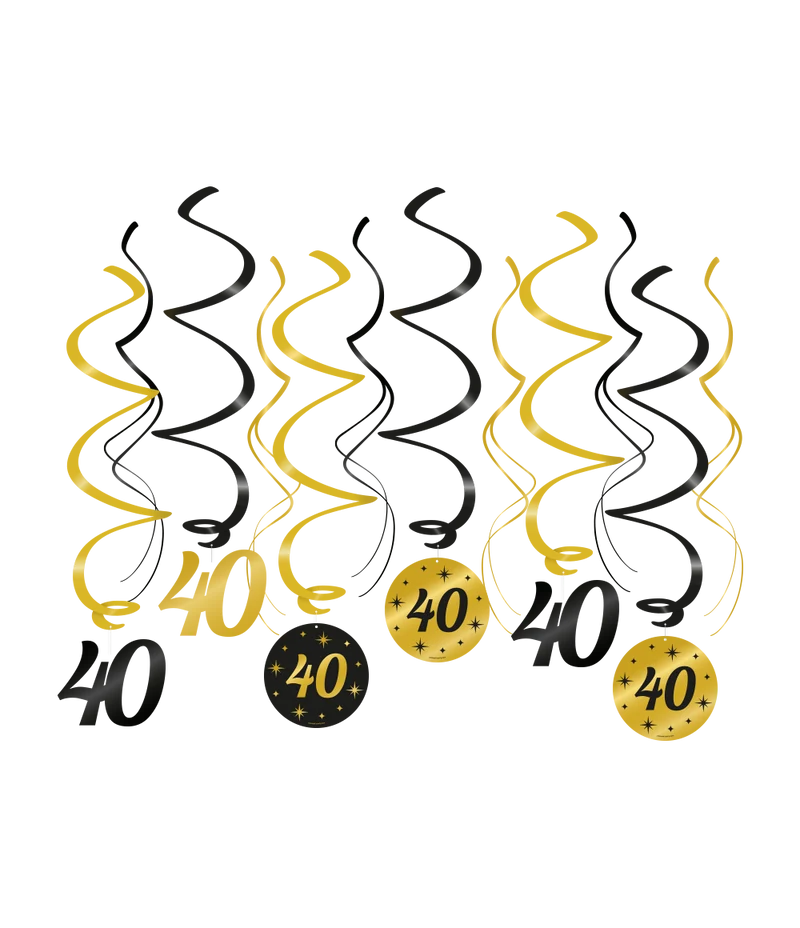 Swirls zwart/goud 40 jaar