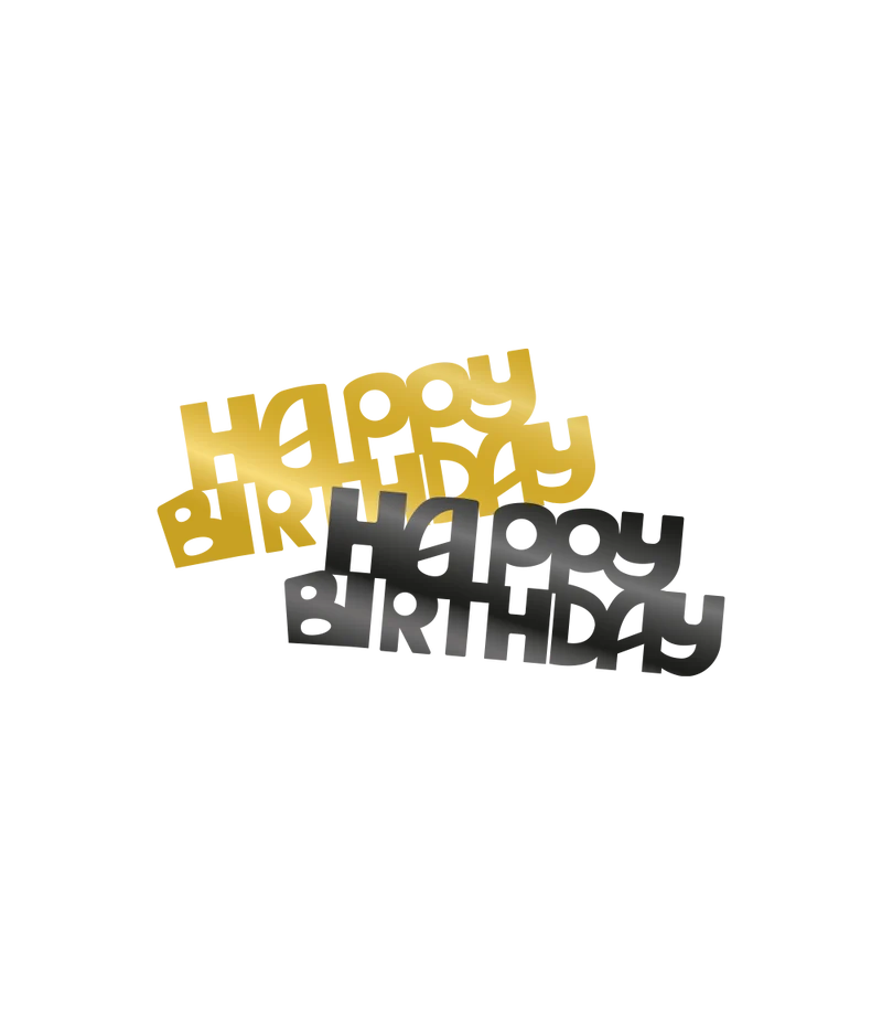 Tafelconfetti zwart/goud Happy Birthday