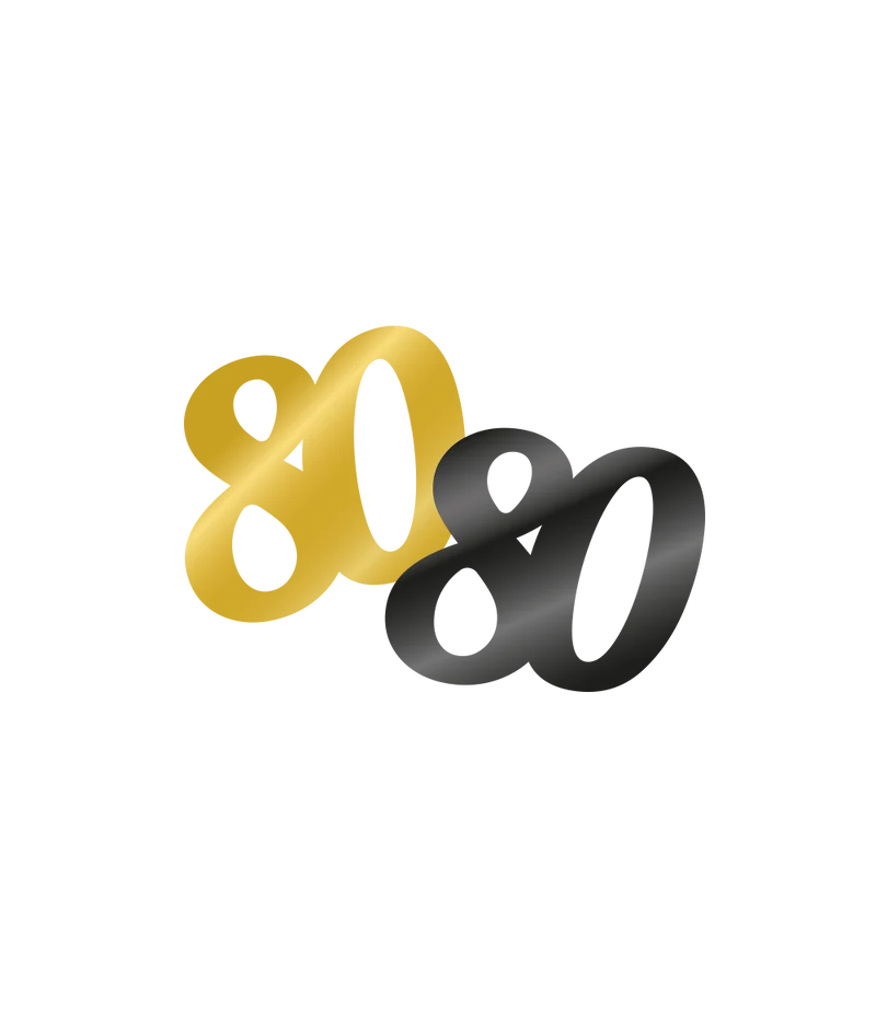 Tafelconfetti zwart/goud 80 jaar