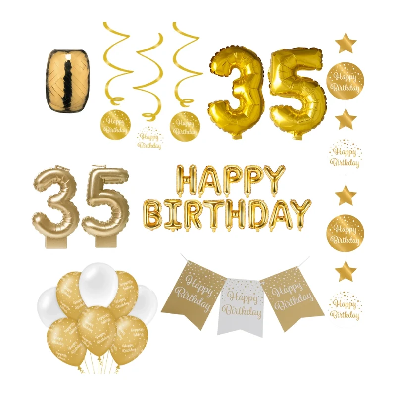 35 jaar Verjaardag Versiering Pakket Gold
