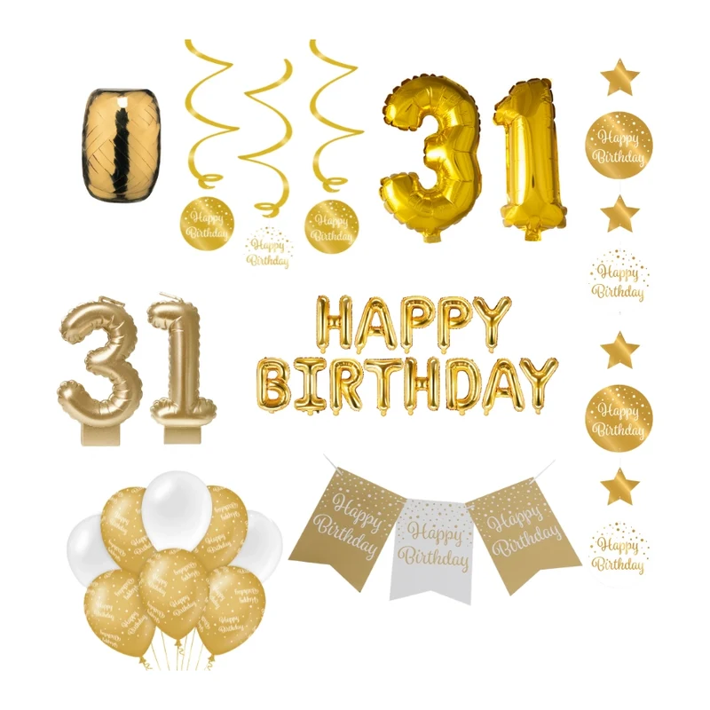 31 jaar Verjaardag Versiering Pakket Gold