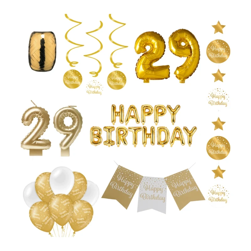 29 jaar Verjaardag Versiering Pakket Gold