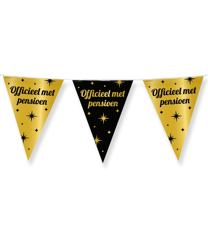 Vlaggenlijn zwart/goud Pensioen (10m)