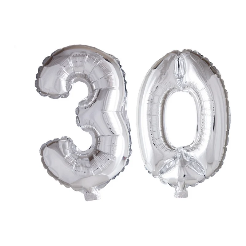 Folieballon 30 jaar Zilver 66cm