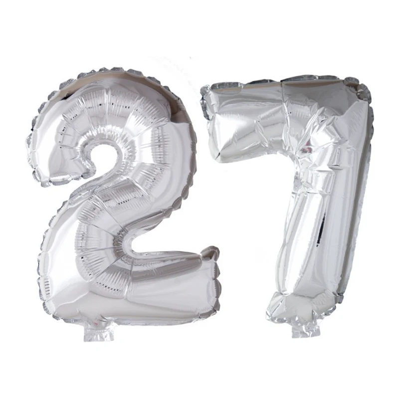 Folieballon 27 jaar Zilver 66cm