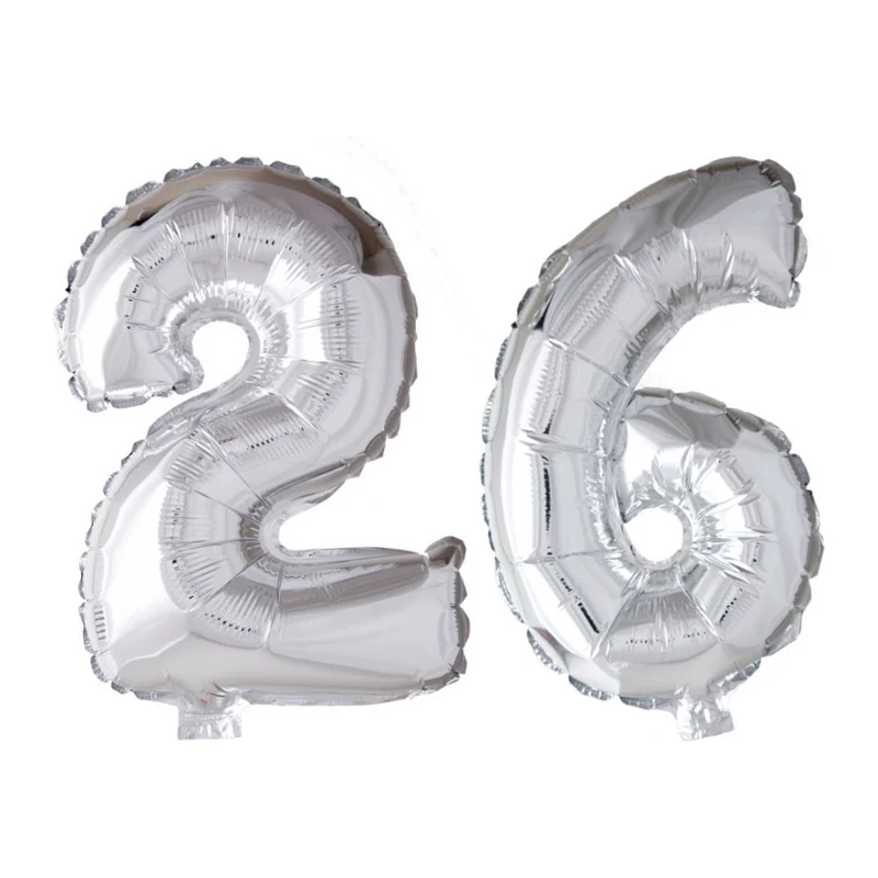 Folieballon 26 jaar Zilver 66cm