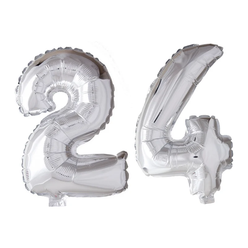 Folieballon 24 jaar Zilver 66cm