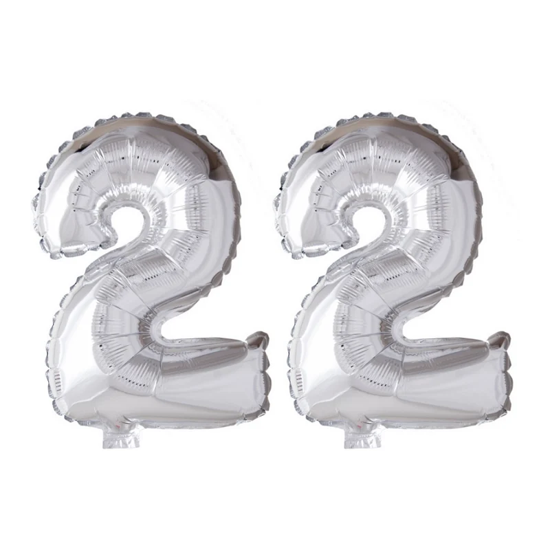 Folieballon 22 jaar Zilver 66cm