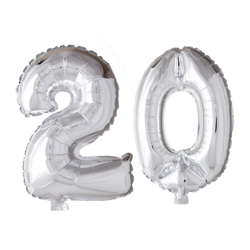 Folieballon 20 jaar Zilver 66cm