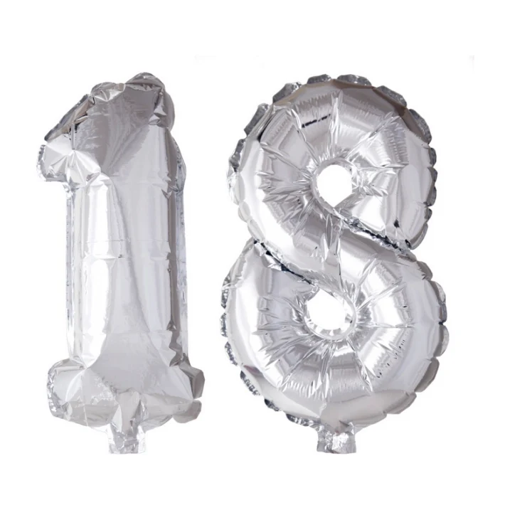Folieballon 18 jaar Zilver 66cm