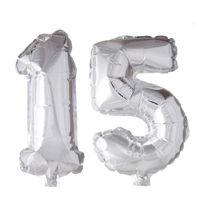 Folieballon 15 jaar Zilver 66cm