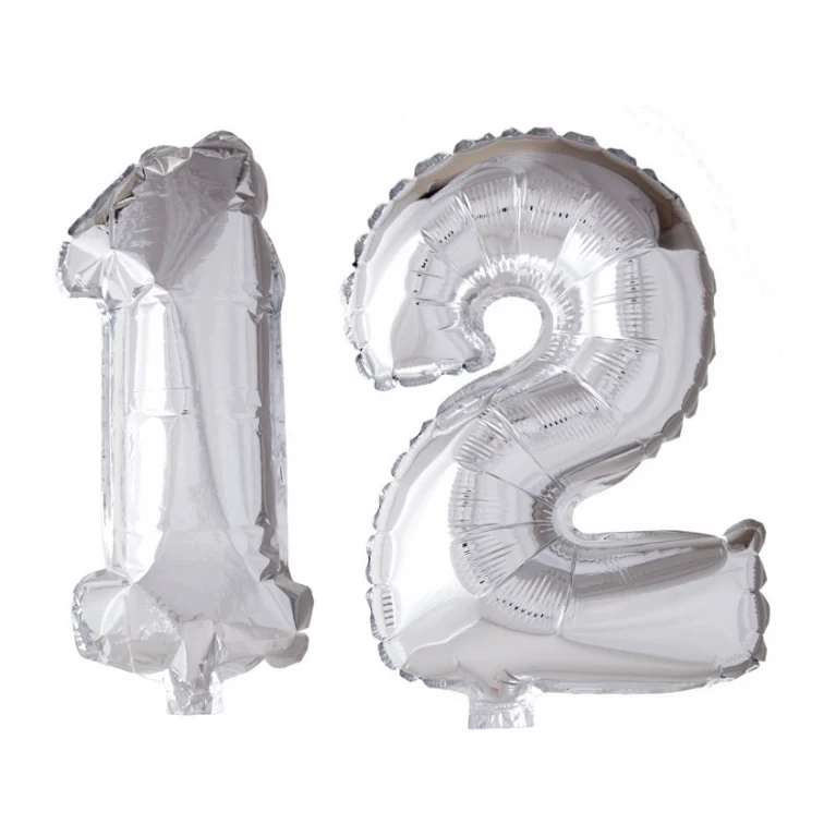 Folieballon 12 jaar Zilver 66cm