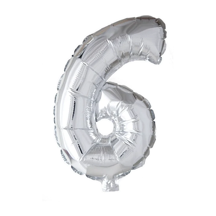 Folieballon 6 jaar Zilver 66cm