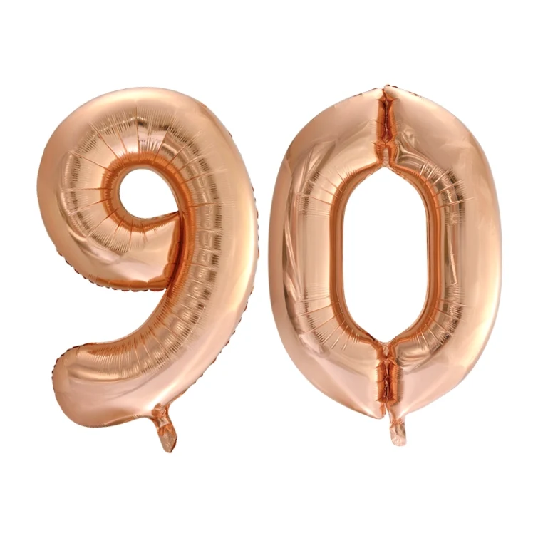 Folieballon 90 jaar Rose Goud 66cm