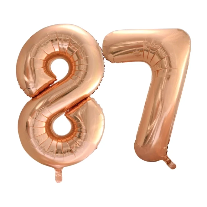 Folieballon 87 jaar Rose Goud 66cm