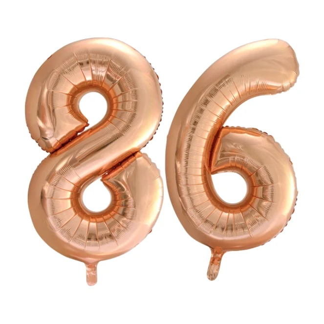 Folieballon 86 jaar Rose Goud 66cm