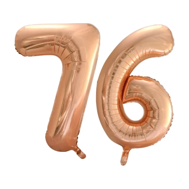 Folieballon 76 jaar Rose Goud 66cm